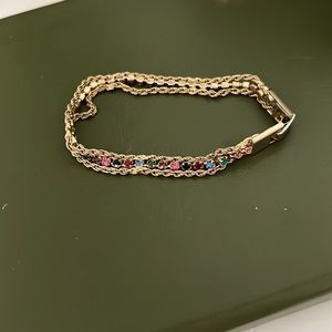 Vintage Fine Jewelry- Gold Bracelet with multi colored gemstones